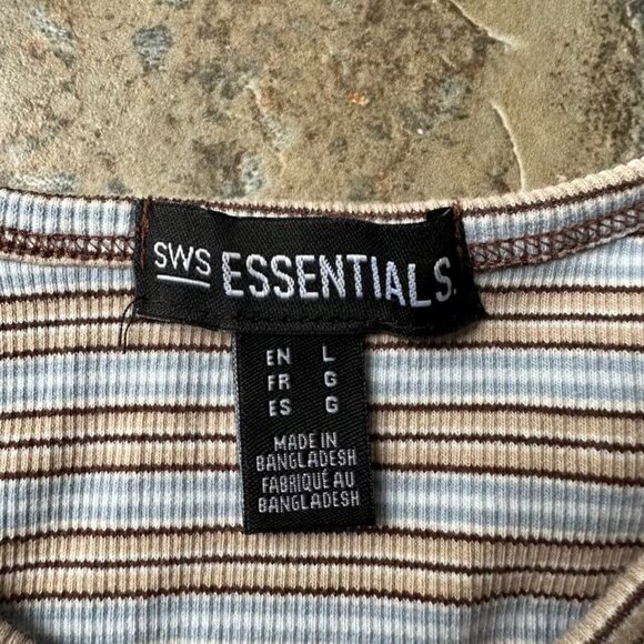 SWS ESSENTIALS Striped Crop Top Women's Size Large - Picture 3 of 3